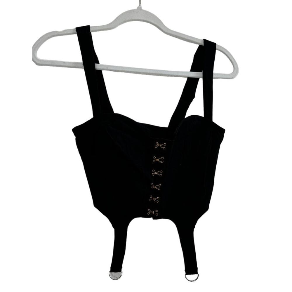 Women's Tank Halter Corset Style Black Top Medium